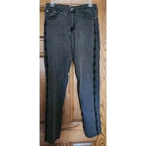 Ladies Cos Jeans Size 8 Bling Edging Dark Wash Gray
